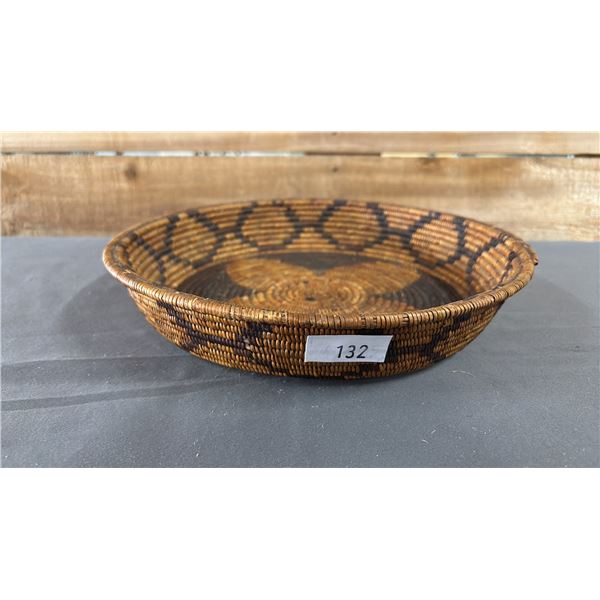HAND WOVEN FIRST NATIONS BASKET 10" X 2"