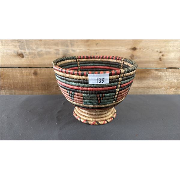 HAND WOVEN FIRST NATIONS BASKET 7.5" X 5.5"