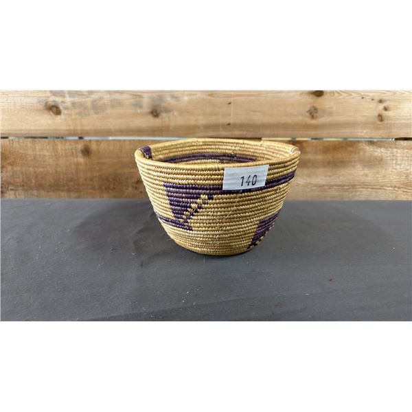HAND WOVEN FIRST NATIONS BASKET 6" X 4"