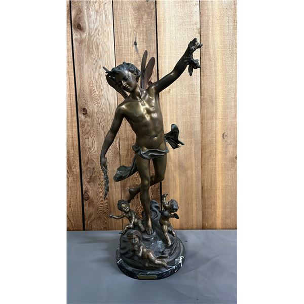 BRONZE STATUE ON MARBLE BASE 22"