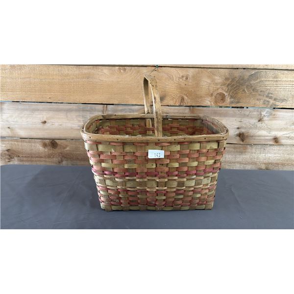 HAND WOVEN FIRST NATIONS BASKET 15" X 9" X 9"