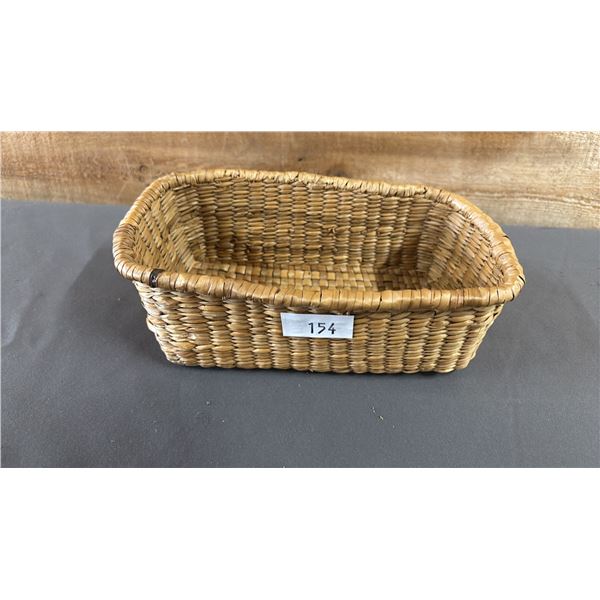HAND WOVEN FIRST NATIONS BASKET 8.5" X 4.5" X 3"