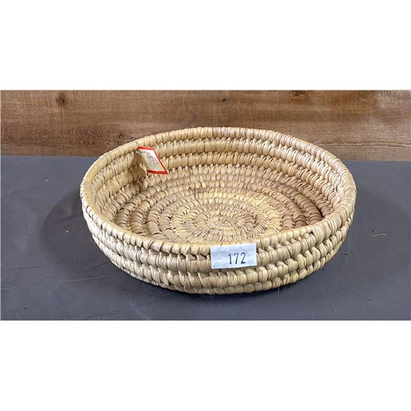 HAND WOVEN FIRST NATIONS BUFFALO GRASS BASKET 10.5" X 2.5"