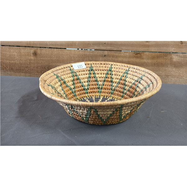 HAND WOVEN FIRST NATIONS BASKET 11" X 3"