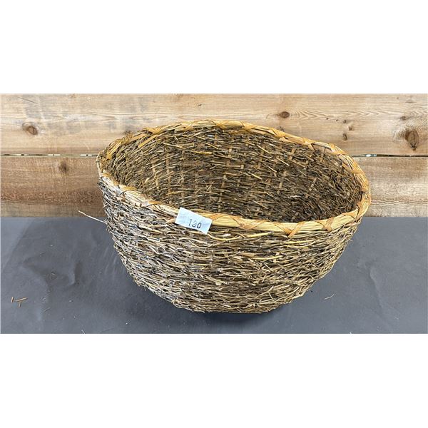 HAND WOVEN FIRST NATIONS BASKET 13" X 6"