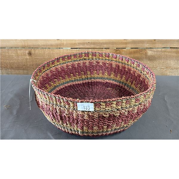 HAND WOVEN FIRST NATIONS SEA GRASS BERRY BASKET 12" X 4.5"