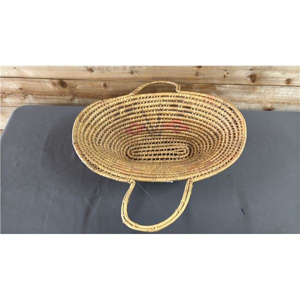 HAND WOVEN FIRST NATIONS BASKET 19.5" X 12" X 8"
