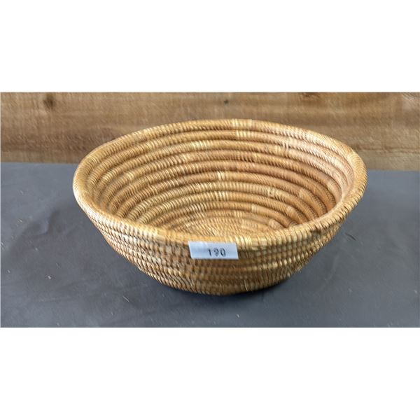 HAND WOVEN FIRST NATIONS BASKET 10" X 4"