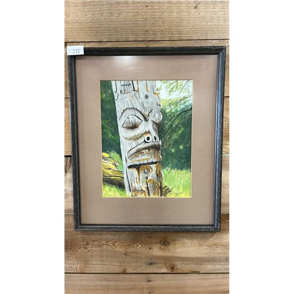 FRAMED WATERCOLOUR ON CANVAS BY GLADYS JONHSTON TITLED "THE SILENT ONE" 13.5" X 16.5"