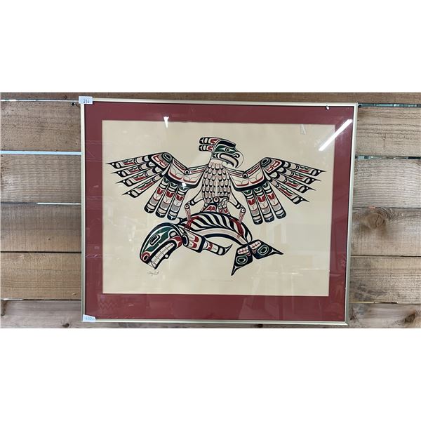 FRAMED SILKSCREEN LIMITED EDITION PRINT (192/200) BY TONY HUNT SR TITLED "KOLUS AND KILLERWHALE"