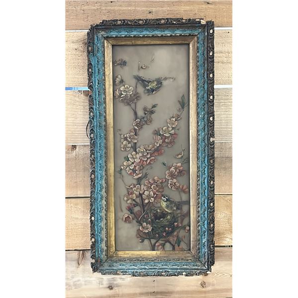 FRAMED OIL ON GLASS 12" X 25"