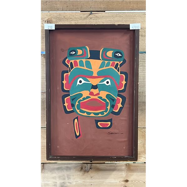 FRAMED ORIGINAL ARTIST SIGNED FIRST NATIONS OIL ON CANVAS 12.5" X 19"