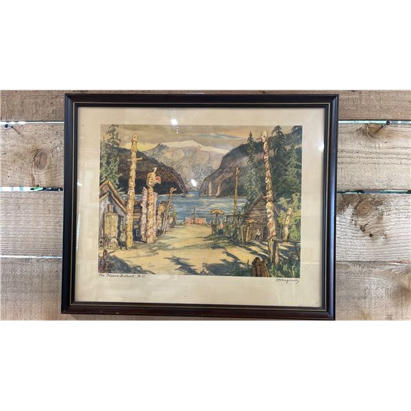 FRAMED ETCHING BY NICHOLAS HORNYANSKY TITLED "THE SKEENA DISTRICT, B.C." 21" X 17"