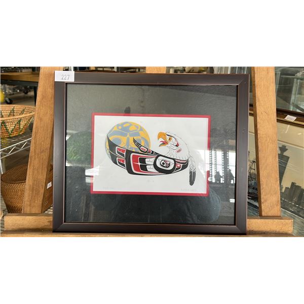 FRAMED PRINT BY RICHARD SHORTY TITLED "EAGLE MOON" 14" X 12"