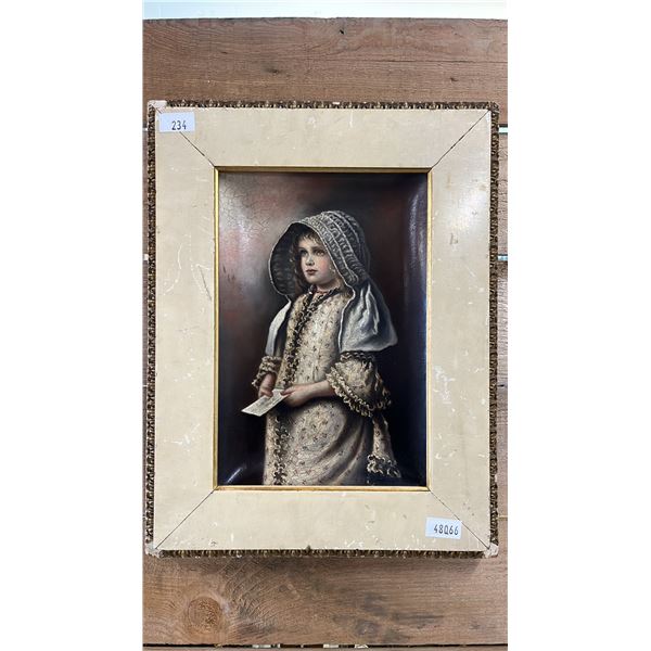 FRAMED ORIGINAL OIL ON PLATE 14.5" X 18.5"
