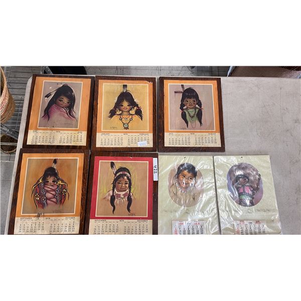 (5) 1976 CALENDAR PAGES ON BOARD BY GERDA GINA CHRISTOFFERSEN & (2) 1980 CALENDARS WITH FIRST