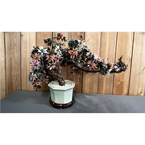 CHINESE GLASS FLOWER BONSAI TREE