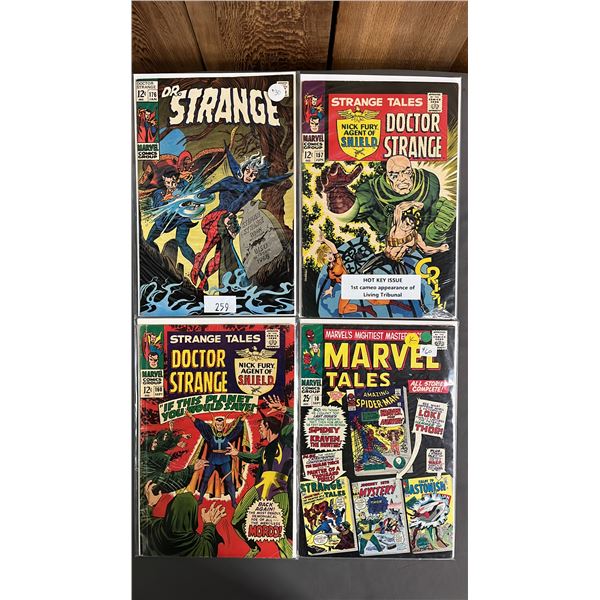 (4) ASSORTED MARVEL COMIC BOOKS INCLUDING; DR. STRANGE #157. 160 & 176 & MARVEL TALES #10