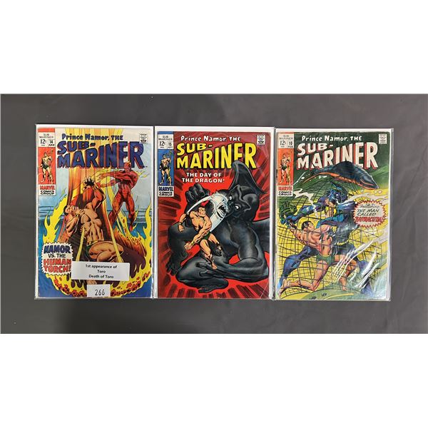 (3) MARVEL THE SUB-MARINER COMIC BOOKS INCLUDING; #10, 14 & 15