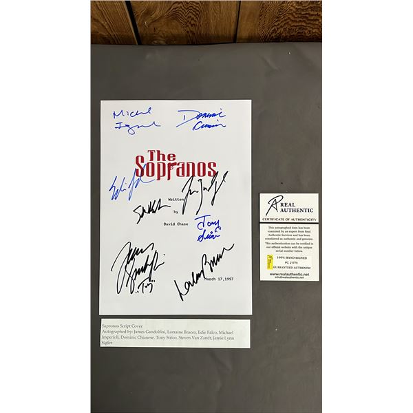 "THE SOPRANOS" AUTOGRAPHED REPRODUCTION SCRIPT COVER WITH REAL AUTHENTIC CERTIFICATE OF AUTHENTICITY