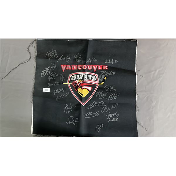 AUTOGRAPHED VANCOUVER GIANTS FABRIC LOGO PANEL