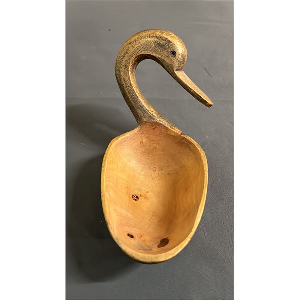 CARVED SWAN-SHAPED WOOD LADLE