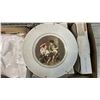 Image 2 : BOX OF VINTAGE DECORATIVE PLATES & MUSIC BOOKS & BOX OF ASSORTED TABLE LINENS