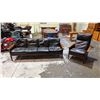 Image 1 : MADE IN NORWAY MID-CENTURY MODERN ROSEWOOD FOUR SEAT LEATHER SOFA WITH MATCHING HIGH BACK CHAIR