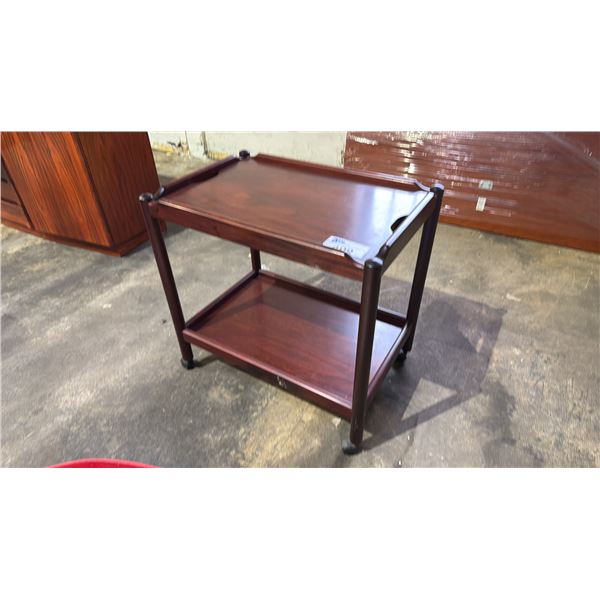 MAHOGANY LIQUOR CART ON WHEELS