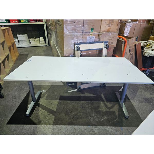 WHITE DESK WITH METAL LEGS
