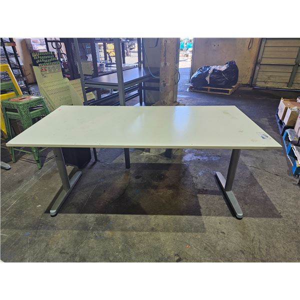 WHITE DESK WITH METAL LEGS