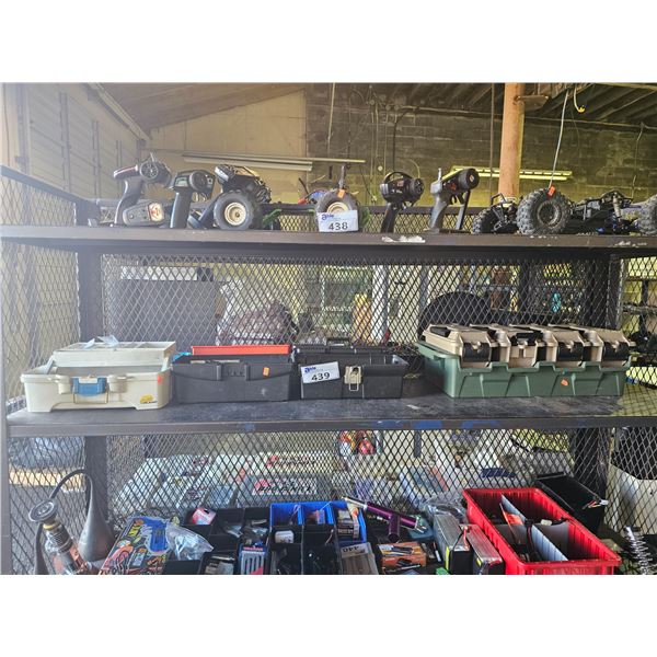 4 TOOL BOXES & CONTENTS: SCREW DRIVERS, CRAFT SUPPLIES, RECHARGEABLE BATTERY PACKS & MORE