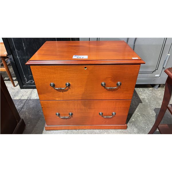 WOOD 2-DRAWER LATERAL FILING CABINET *LOCK IS MISSING*
