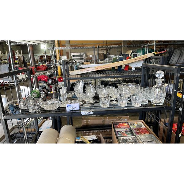 VINTAGE CUT-TO-CLEAR GLASSES, CUT GLASS DRINKING GLASSES, WATERFORD CRYSTAL DECANTER & MORE