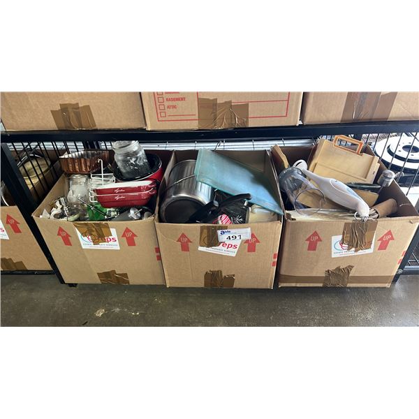 (3) BOXES OF LAGOSTINA STONEWARE, SLOW COOKER, OSTER STICK BLENDER & MORE