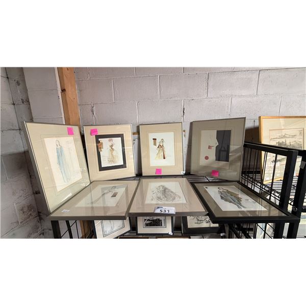 (7) ASSORTED FRAMED ORIGINAL MID 70S COSTUME DESIGNS FOR THE STRATFORD FESTIVAL THEATRE