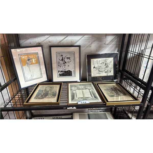 (6) ASSORTED FRAMED PRINTS & ORIGINAL FRAMED ART