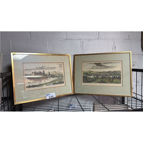 (2) VINTAGE FRAMED PRINTS: THE PALACE OF LINITHGOW & THE TOWN OF PERTH