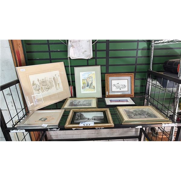 (8) ASSORTED FRAMED PRINTS & ORIGINAL FRAMED ARTWORK