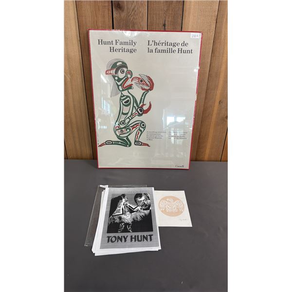 HUNT FAMILY HERITAGE, CANADIAN GOVERNMENT PRINT PLUS AUTOGRAPHED TONY HUNT BIOGRAPHY