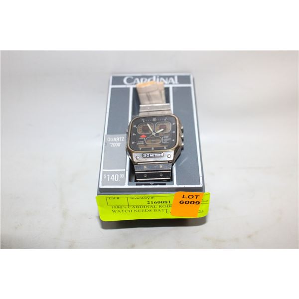 1980’s CARDINAL ROBOT FACE WATCH NEEDS BATT