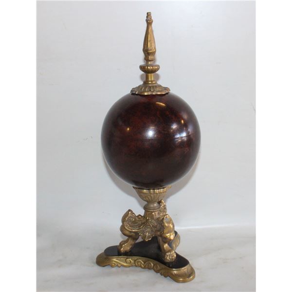 VINTAGE BRASS + WOOD BALL