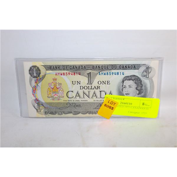 UNCIRCULATED 1973 CANADIAN $1 BILL