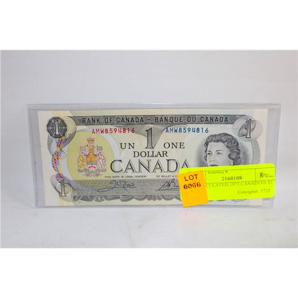 UNCIRCULATED 1973 CANADIAN $1 BILL