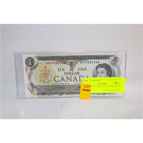 UNCIRCULATED 1973 CANADIAN $1 BILL