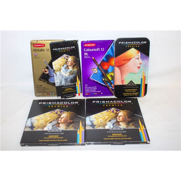 LOT OF 6 ARTIST COLOR PENCILS IN CASES NEW