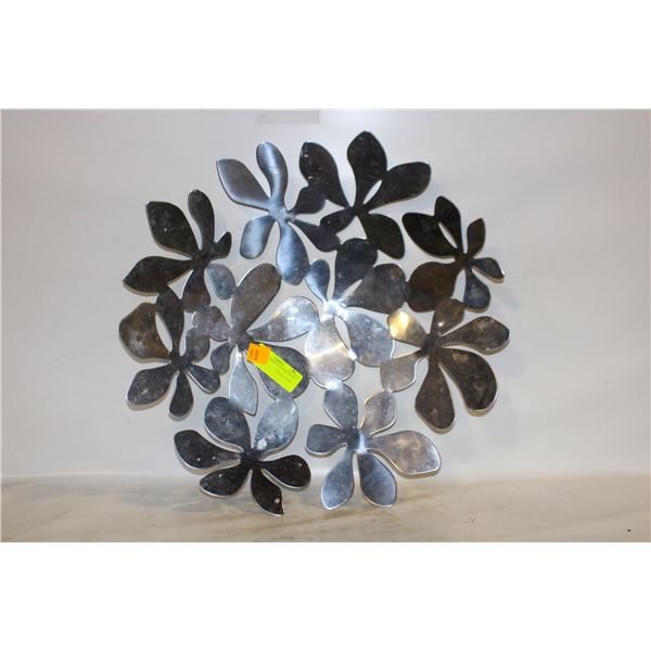 LARGE ALUMINUM FLORAL FRUIT BASKET