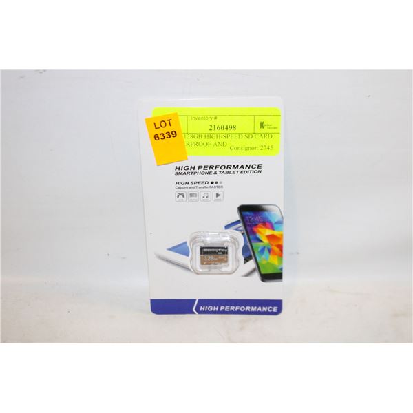 NEW 128GB HIGH-SPEED SD CARD, WATERPROOF AND