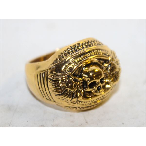 NEW GOLDEN SKULL RING SZ911