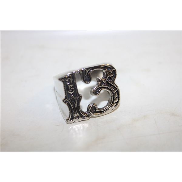 NEW MEN LUCKY 13 WEALTH STAINLESS STEEL RING SZ11